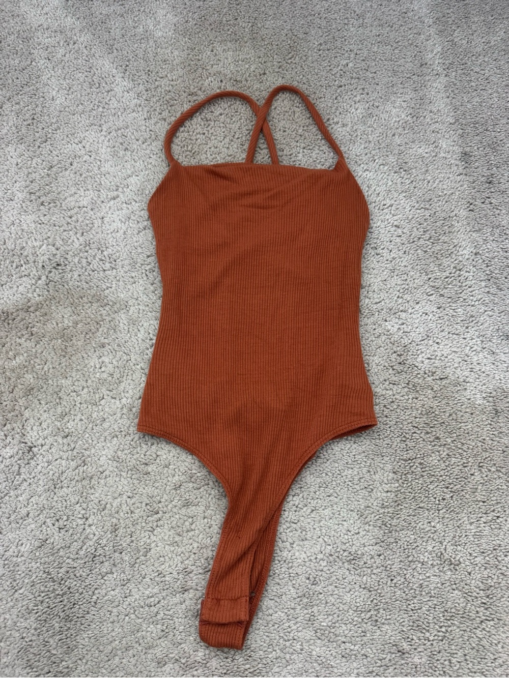 Lulu's Ribbed Rust One-Piece Bodysuit